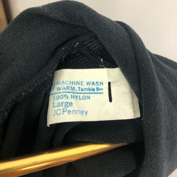 Vintage JC Penny Black V neck zip up leotard body suit Long sleeve Large - Picture 5 of 5